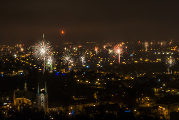 Fototapeta na wymiar Fireworks, Gdansk, New Yera's Eve