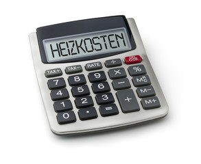 Taschenrechner mit dem Wort Heizkosten im Display