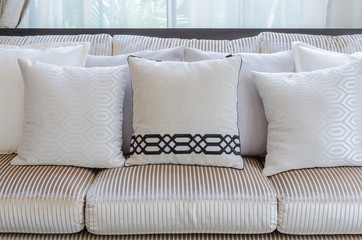 white pillows on classic style sofa