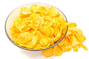 crispy potato chips closeup