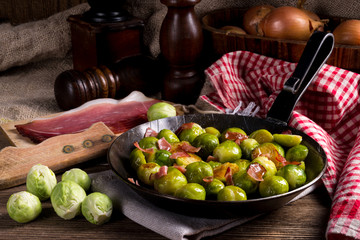  Honey caramelized brussels sprouts with ham