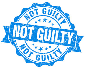 not guilty blue grunge seal isolated on white