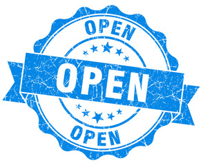 Fototapeta premium open blue grunge seal isolated on white