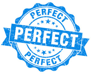 perfect blue grunge seal isolated on white