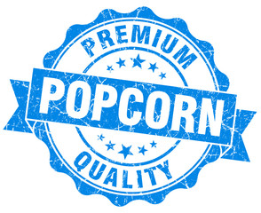 popcorn blue grunge seal isolated on white