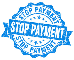 Obraz premium stop payment blue grunge seal isolated on white