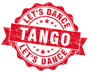 tango red grunge seal isolated on white - obrazy, fototapety, plakaty
