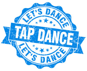 tap dance blue grunge seal isolated on white