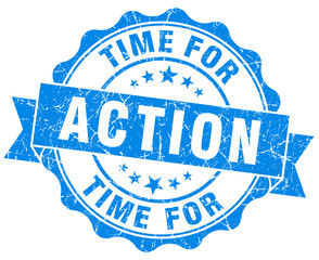 Obraz premium time for action blue grunge seal isolated on white