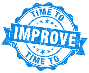 Obraz premium time to improve blue grunge seal isolated on white