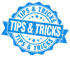 tips & tricks blue grunge seal isolated on white