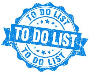 to do list blue grunge seal isolated on white