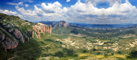 Fototapeta na wymiar Hermoso paisaje de montaña. Mallos de Riglos.España