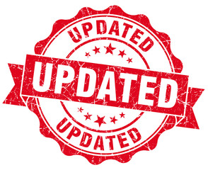 updated red grunge seal isolated on white