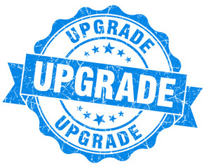 upgrade blue grunge seal isolated on white