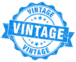 Fototapeta premium vintage blue grunge seal isolated on white