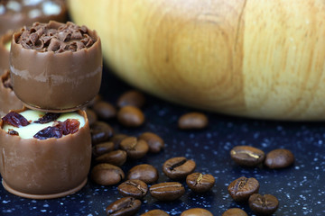 Assorted chocolate confectionery with coffee beans