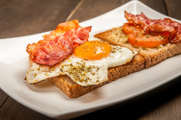 fried eggs and bacon
