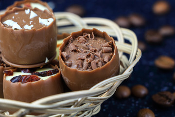 Assorted chocolate confectionery with coffee beans