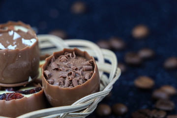Assorted chocolate confectionery with coffee beans