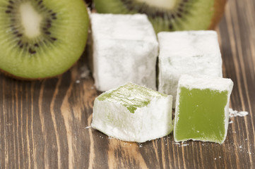 Lukum (Turkish Delight) with kiwi fruit