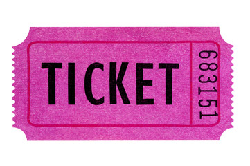 Purple or pink ticket stub one single isolated white background photo