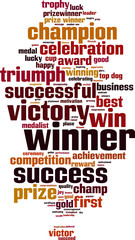 Winner word cloud concept. Vector illustration
