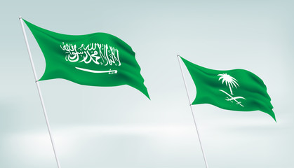 Realistic Two Saudi Arabia Flags Vector