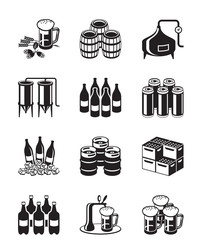 Beer and brewery icon set - vector illustration