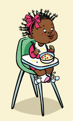 Funny vector cartoon colorfull black baby. Vector illustration