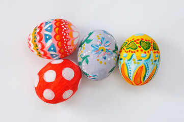 Colored Easter eggs isolated on white background