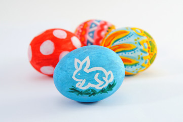 Colored Easter eggs isolated on white background