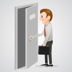 Office man opening a door