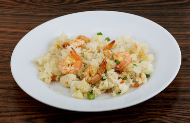 Fried rice with prawns