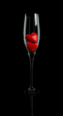 Champagne Glass with Love Hearts