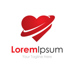 Love world red heart shape emotion business element icon logo