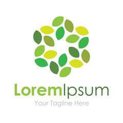 Paved green leaves flower eco element icons business logo
