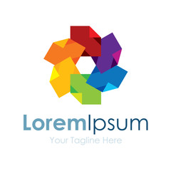 Great social colorful paper care element icons business logo