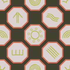 seamless background with symbols of Australian aboriginal art