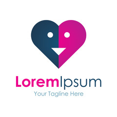 Happy heart shape smiling face element icon logo for business