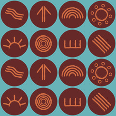 seamless background with symbols of Australian aboriginal art