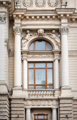 architectural window with columns and moldings barilefom