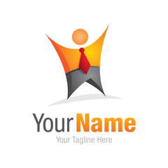 Happy office worker graphic design logo icon