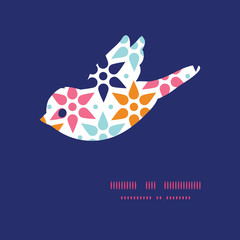 Vector abstract colorful stars bird silhouette pattern frame