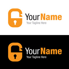 Open security lock key hole graphic design logo icon