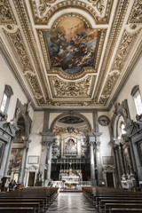 The interior of the church of the monastery of San Marco