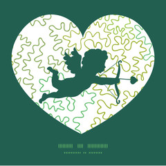 Vector curly doodle shapes shooting cupid silhouette frame