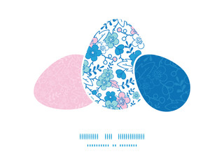 Vector blue and pink kimono blossoms three matching Easter egg
