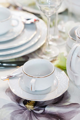 .Ceramic tableware on the table
