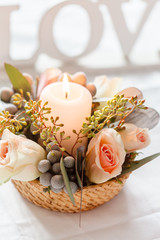 nice flowers and candle